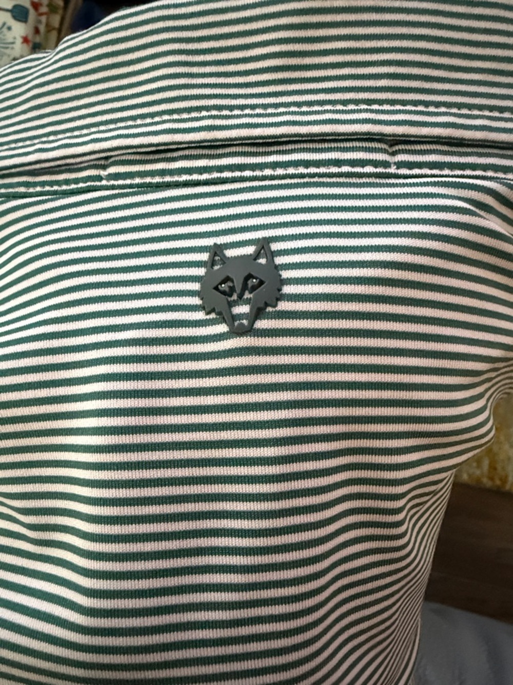Greyson Men’s Whit3 Micro-Stripe Polo with Teal Accent - Picture 5 of 5